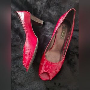 Ecco Women's Red Peep Toe Heels